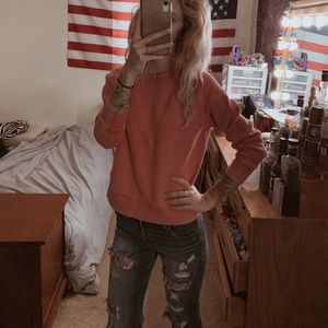 Cropped crew neck sweatshirt